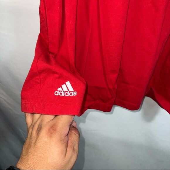 Adidas Three Blue Stripe Great Britain Red Short Sleeve Tee 0626 - Picture 5 of 10